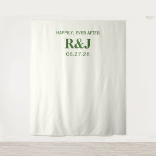 Simple Modern Wedding Monogram Backdrop Tapestry