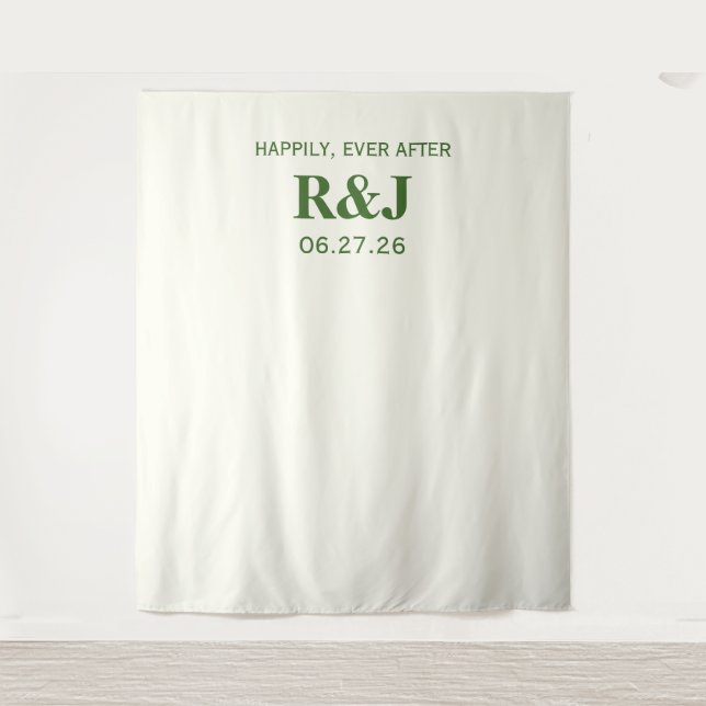 Simple Modern Wedding Monogram Backdrop Tapestry (Front)
