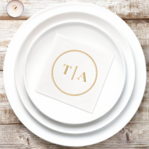 Simple Modern Wedding Monogram Foil Napkins