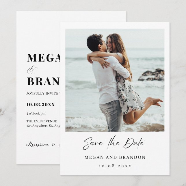 Simple modern wedding photo  save the date (Front/Back)