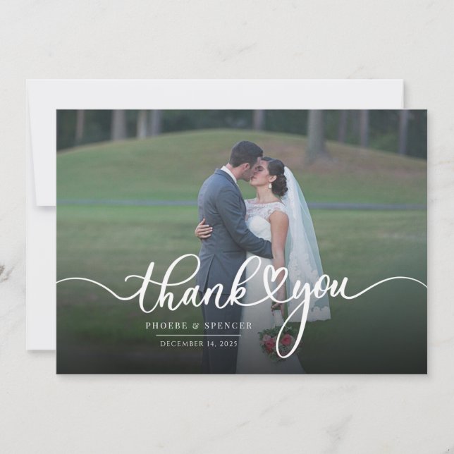 Simple Modern Wedding Photo Thank You Card (Front)