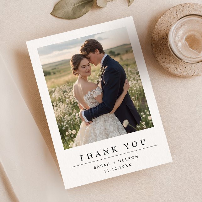 Simple Modern Wedding Photo Thank You Card (Creator Uploaded)
