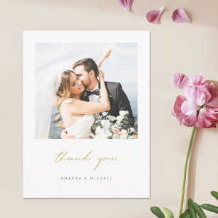 Simple Modern Wedding Photo Thank You Postcard