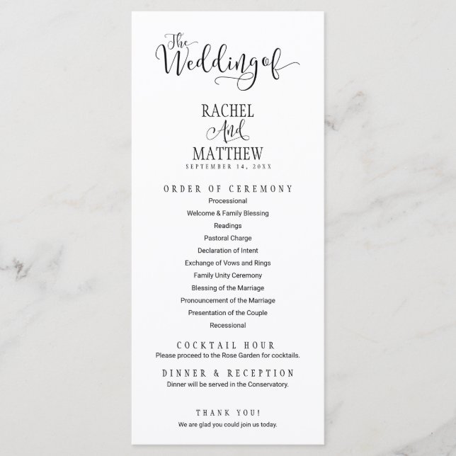 Simple&Modern Wedding Program Card (Front)