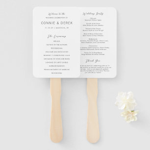 Simple Modern Wedding Program Hand Fan
