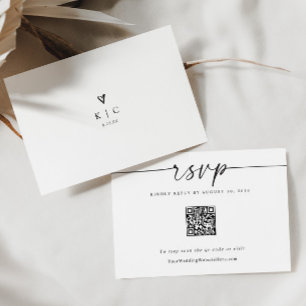 Simple Modern Wedding QR Code Heart RSVP Card