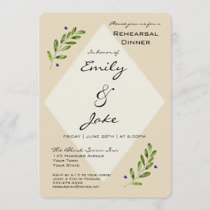 Simple Modern Wedding Rehearsal Dinner Invitation