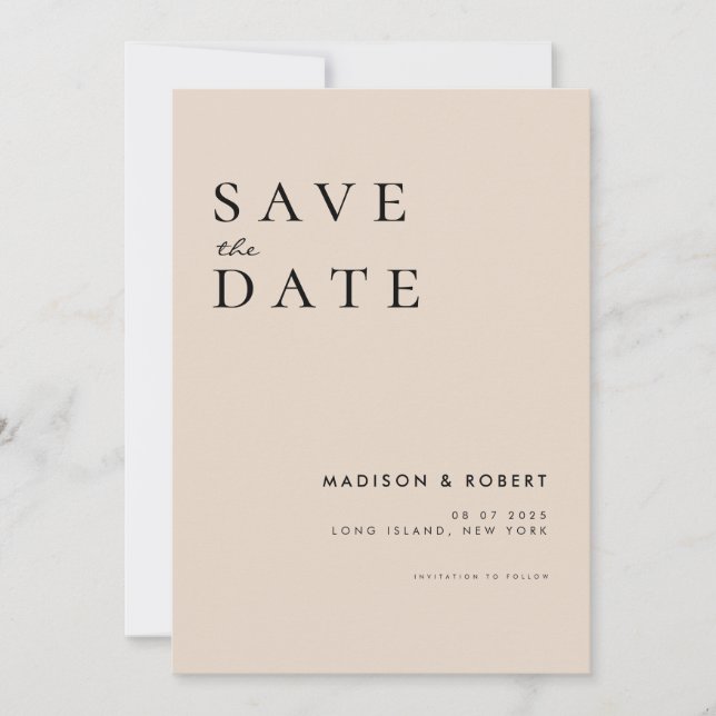Simple Modern Wedding Save the Date (Front)