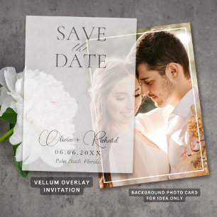 Simple Modern Wedding Save The Date Clear Overlay Vellum Invitations