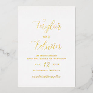 Simple Modern Wedding Save The Date Gold
