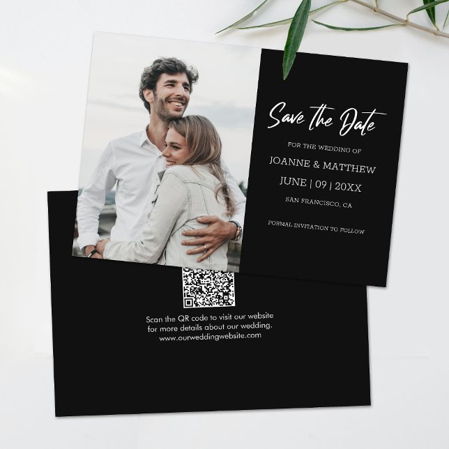 Simple Modern Wedding Save The Date QR Code Invitation (Save time and reduce wedding planning stress with this QR code Save the Date card.)