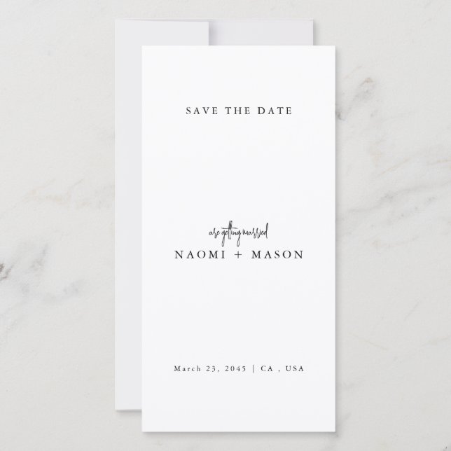 Simple Modern Wedding Save the Date with Photo (Back)