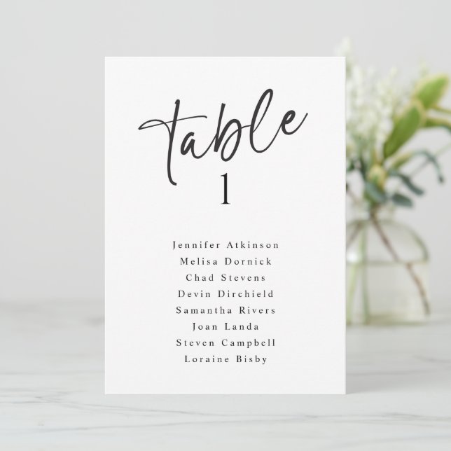 Simple Modern Wedding Seating Chart Signs Cards (Standing Front)