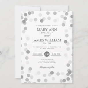 Simple Modern Wedding Silver Confetti Invitation
