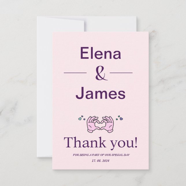 Simple Modern Wedding Thank You Card (Front)