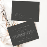Simple Modern Wedding Thank You Card<br><div class="desc">Please note the card colour is dark grey, not black. Design features an handwritten font and modern minimalist design. Designed to coordinate with for the «SERENA» Wedding Invitation Collection. To change details, click «Personalise this template». View the collection link on this page to see all of the matching items in...</div>