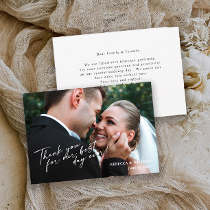 Simple Modern Wedding Thank You Card Script Photo