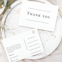 Simple Modern Wedding Thank You Postcard