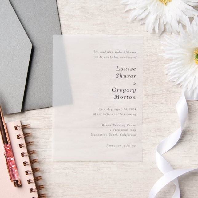 Simple Modern Wedding Vellum Invitations (Wedding)
