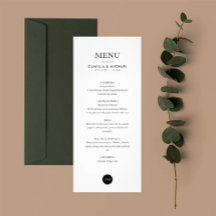 Simple Modern Wedding Vertical Menu Cards