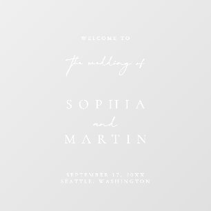 Simple Modern Wedding Welcome Sign Window Cling