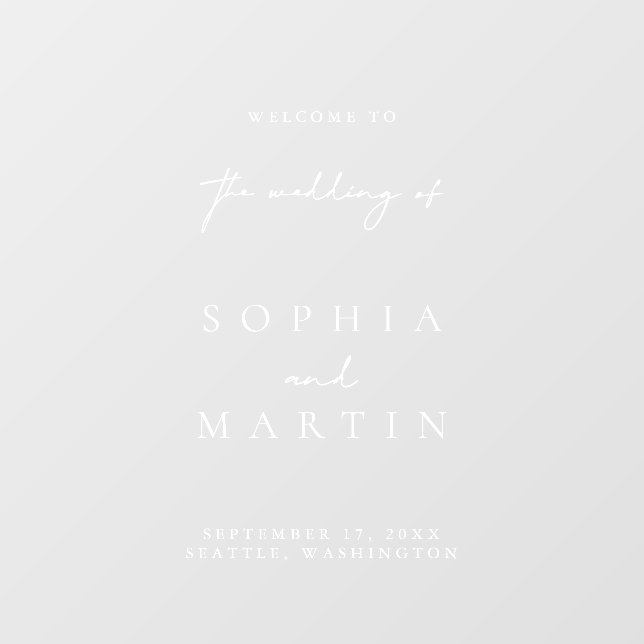 Simple Modern Wedding Welcome Sign Window Cling (Sheet)