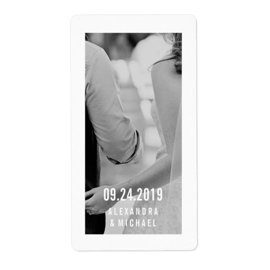 Simple Modern Wedding Wine Label with Your Photo Shipping Label