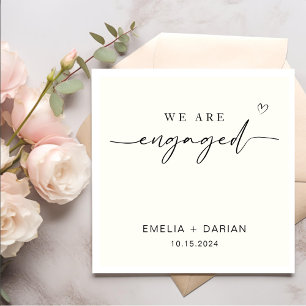 Simple Modern We're Engaged Engagement Party Napkin