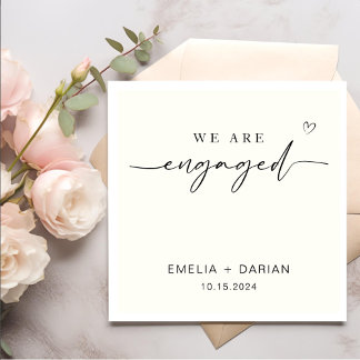 Simple Modern We're Engaged Engagement Party Napkin