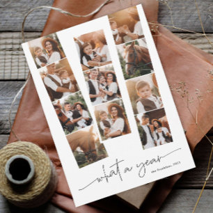Simple Modern What a Year Photo Collage Christmas Holiday Card