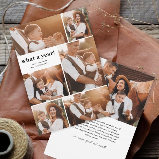 Simple Modern What a Year Photo Collage Christmas Holiday Card (Simple and modern photo collage what a year christmas holiday card.)
