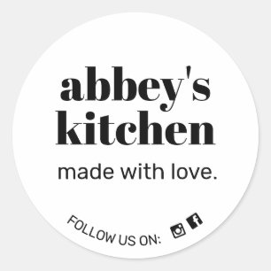 Simple Modern White Add Logo Baked Goods Classic Round Sticker