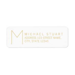 Simple Modern White and Gold Monogram