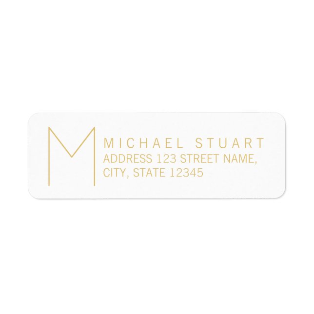 Simple Modern White and Gold Monogram (Front)