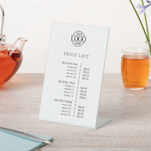 Simple Modern White Business Logo Menu Price List Pedestal Sign