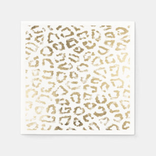 Simple modern white chic faux gold cheetah print napkin