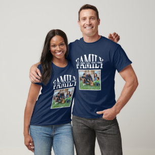 Simple Modern White Family Pic Split Graphic T-Shirt