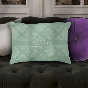 Simple Modern White Floral Damask Light Sage Decorative Cushion