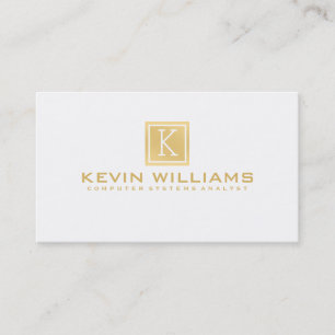Simple Modern White & Gold Geometric Accent Business Card