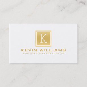 Simple Modern White & Gold Geometric Accent Business Card