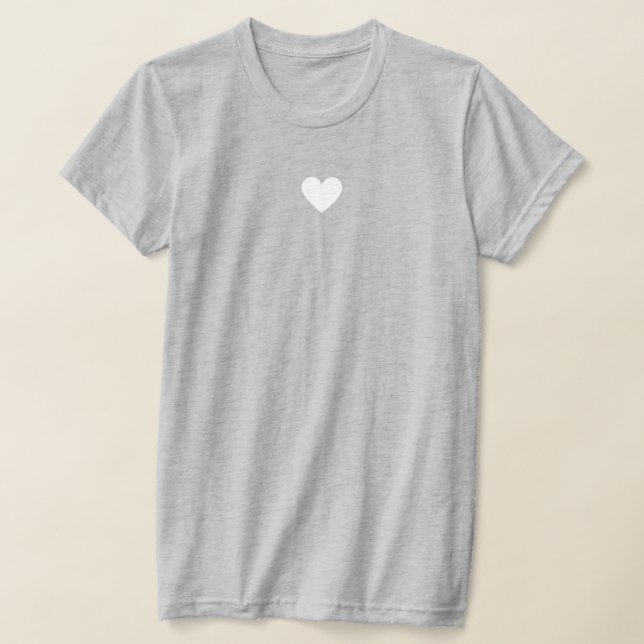 Simple Modern White Heart T-Shirt (Laydown)
