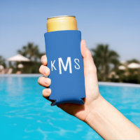 Simple Modern White Monogram Sapphire Blue