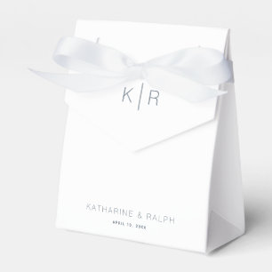 Simple Modern White Monogram Wedding Favour Box