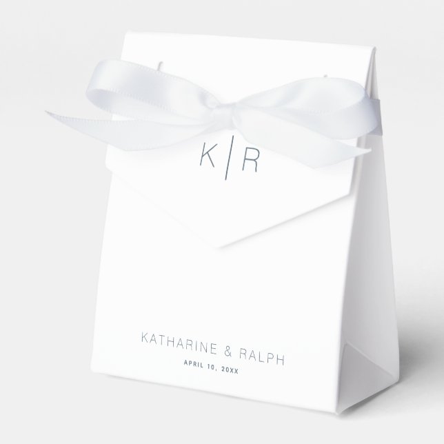 Simple Modern White Monogram Wedding Favour Box (Front Side)