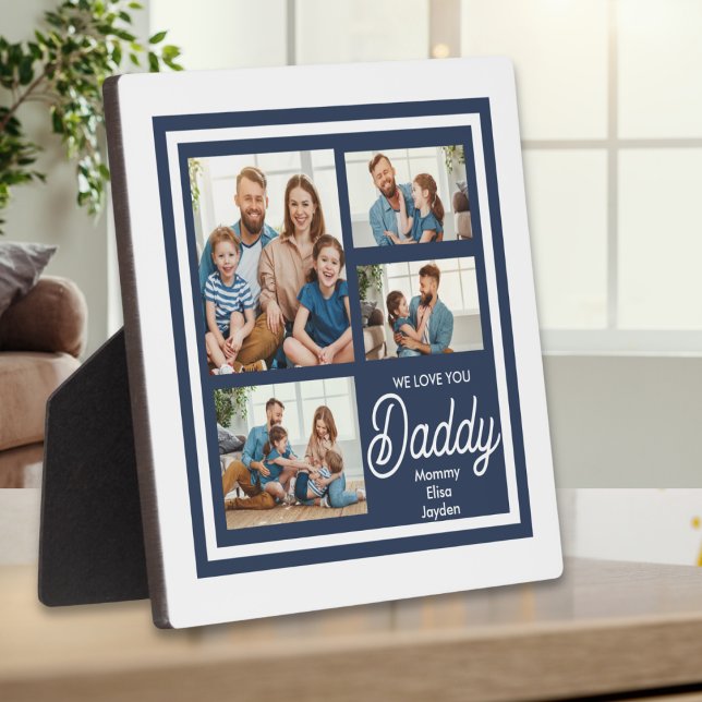 Simple Modern White Navy Blue We Love You Daddy Plaque (Creator Uploaded)
