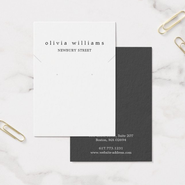 Simple Modern White Necklace Earring Display Card (Office)