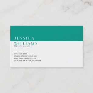 Simple Modern White & Peacock-Green SEO Specialist Business Card