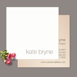 Simple Modern White Professional Rose Gold Back Square Business Card