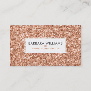 Simple Modern White & Rose-Gold Faux Glitter Business Card