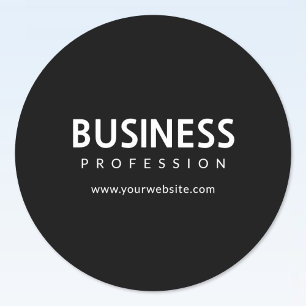 Simple Modern White Text on Black Classic Round Sticker